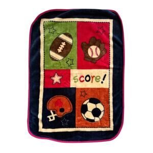 Nojo SCORE Sports Football Soccer Baseball Star Helmet Minky Baby Kid Blanket